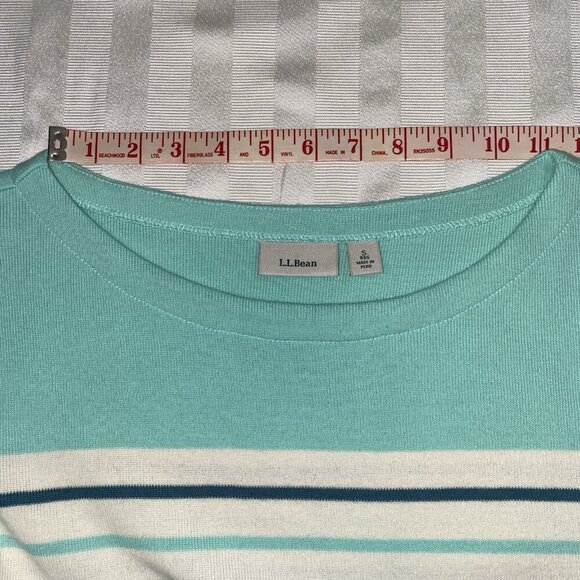 LL Bean Cotton Knit Sweater Sz S Women’s 3/4 Sleeve Boat Neck Stripes #501776 - Picture 11 of 11